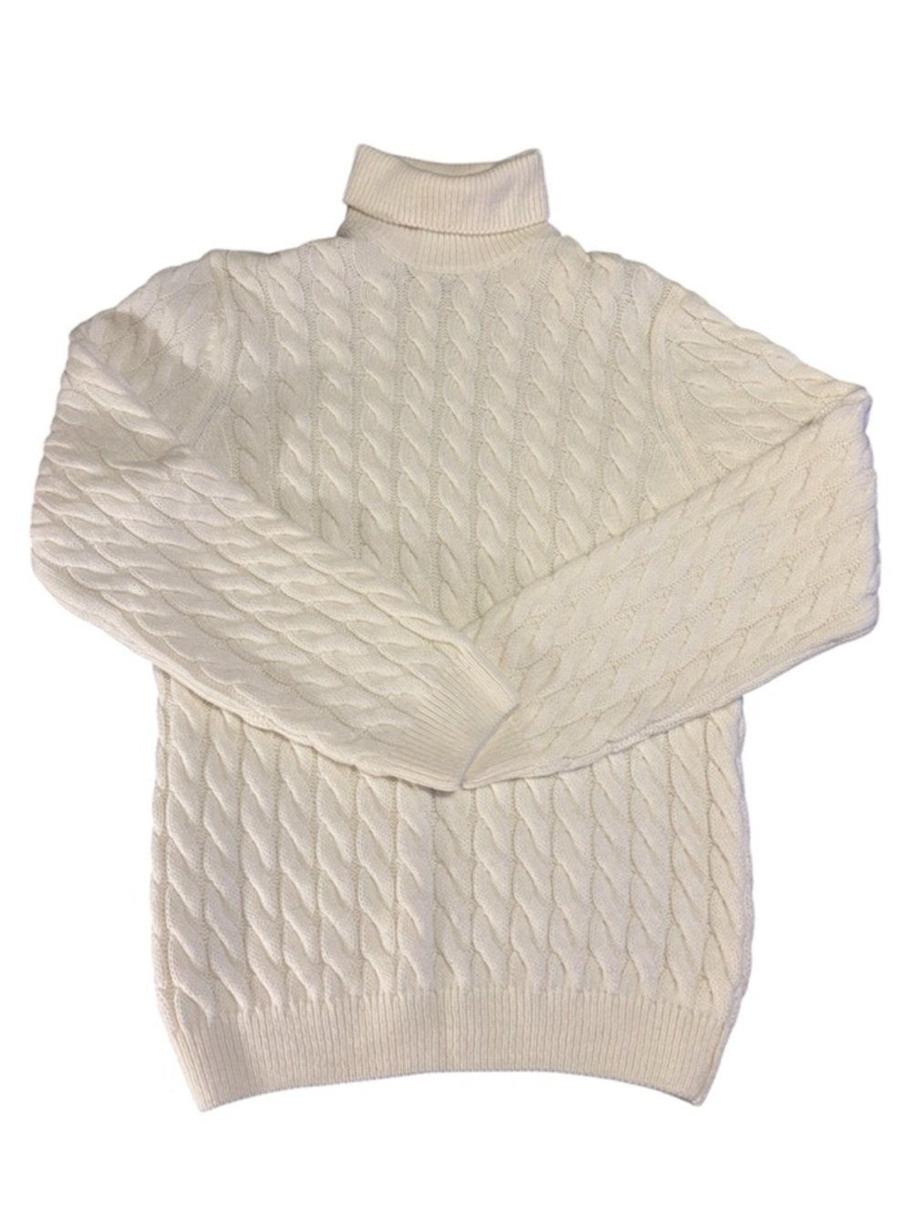 Zara Off-White Cable Knit Turtleneck Sweater